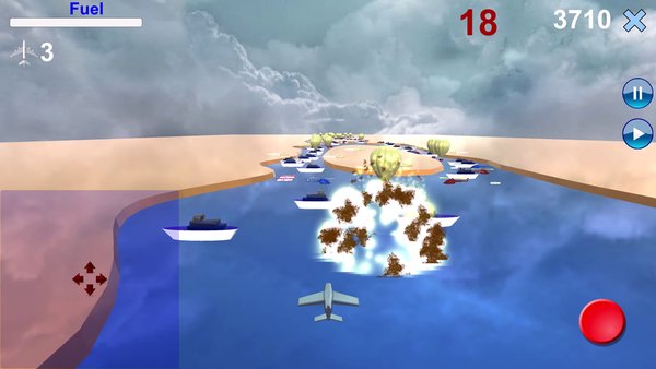 Самолет над рекой 3D — Военные, скриншот интерфейса 3