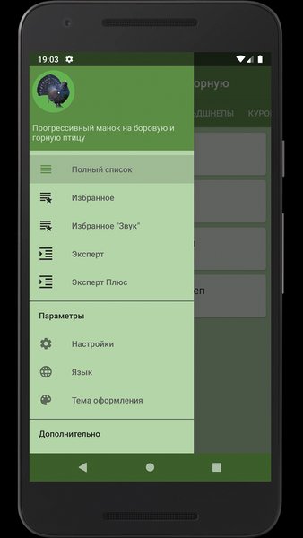 Манок на лесную и горную птицу — Развлечения, скриншот интерфейса 2