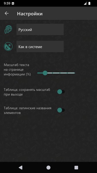 Таблица Менделеева — Образование, скриншот интерфейса 5