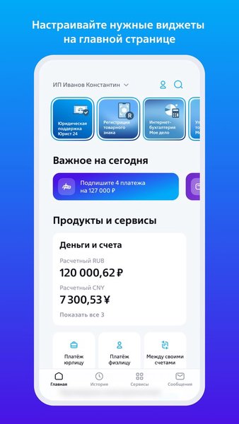 Бизнес Платформа ВТБ — Финансы, скриншот интерфейса 2