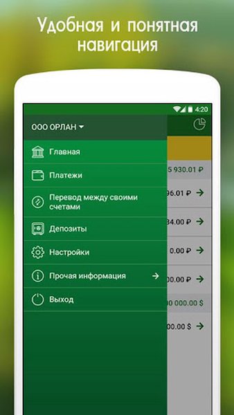 Россельхозбанк Бизнес-Онлайн — Финансы, скриншот интерфейса 1
