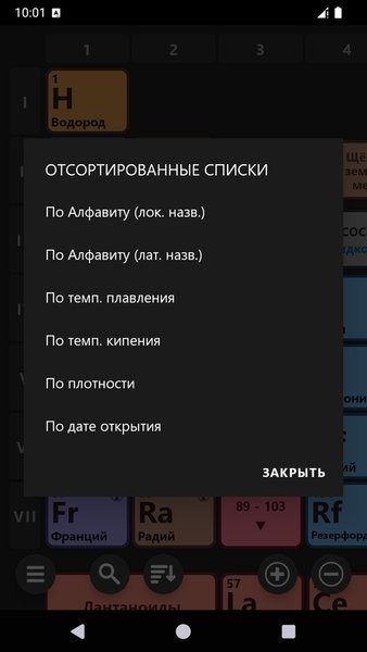 Таблица Менделеева — Образование, скриншот интерфейса 1