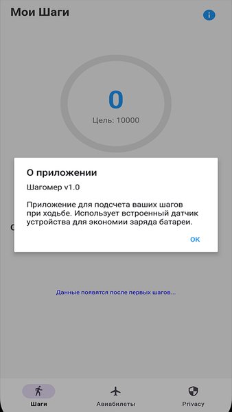 Шагомер с подсчетом калорий — Спорт, скриншот интерфейса 8