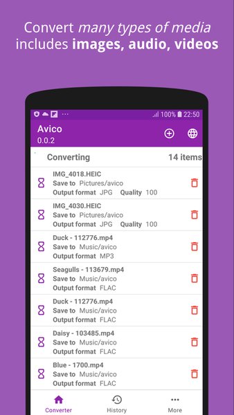 Avico - Audio Video Image Converter — Музыка и аудио, скриншот интерфейса 2
