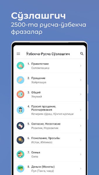 Ўзбекча-Русча Сўзлашгич — Образование, скриншот интерфейса 1