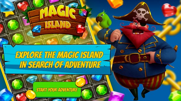 Magic Island три в ряд — Пазлы, скриншот интерфейса 1