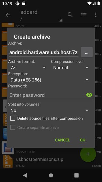 ZArchiver — Инструменты, скриншот интерфейса 2