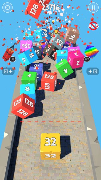 X2 Blocks 2048 3D Merge Game - 2048 кубики 3д слияние — Казуальные, скриншот интерфейса 3