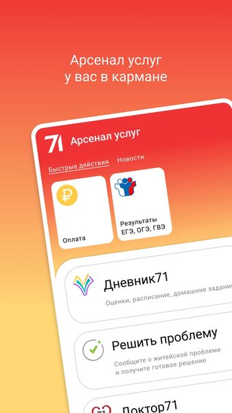 Арсенал услуг — Социальные, скриншот интерфейса 1