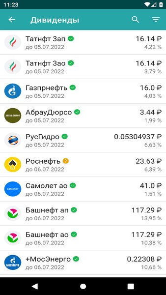 Мосбиржа.Сводка — Финансы, скриншот интерфейса 4