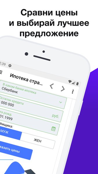 Страхование ипотеки — Финансы, скриншот интерфейса 2