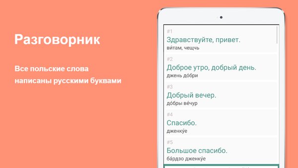 Русско-польский разговорник — Образование, скриншот интерфейса 3